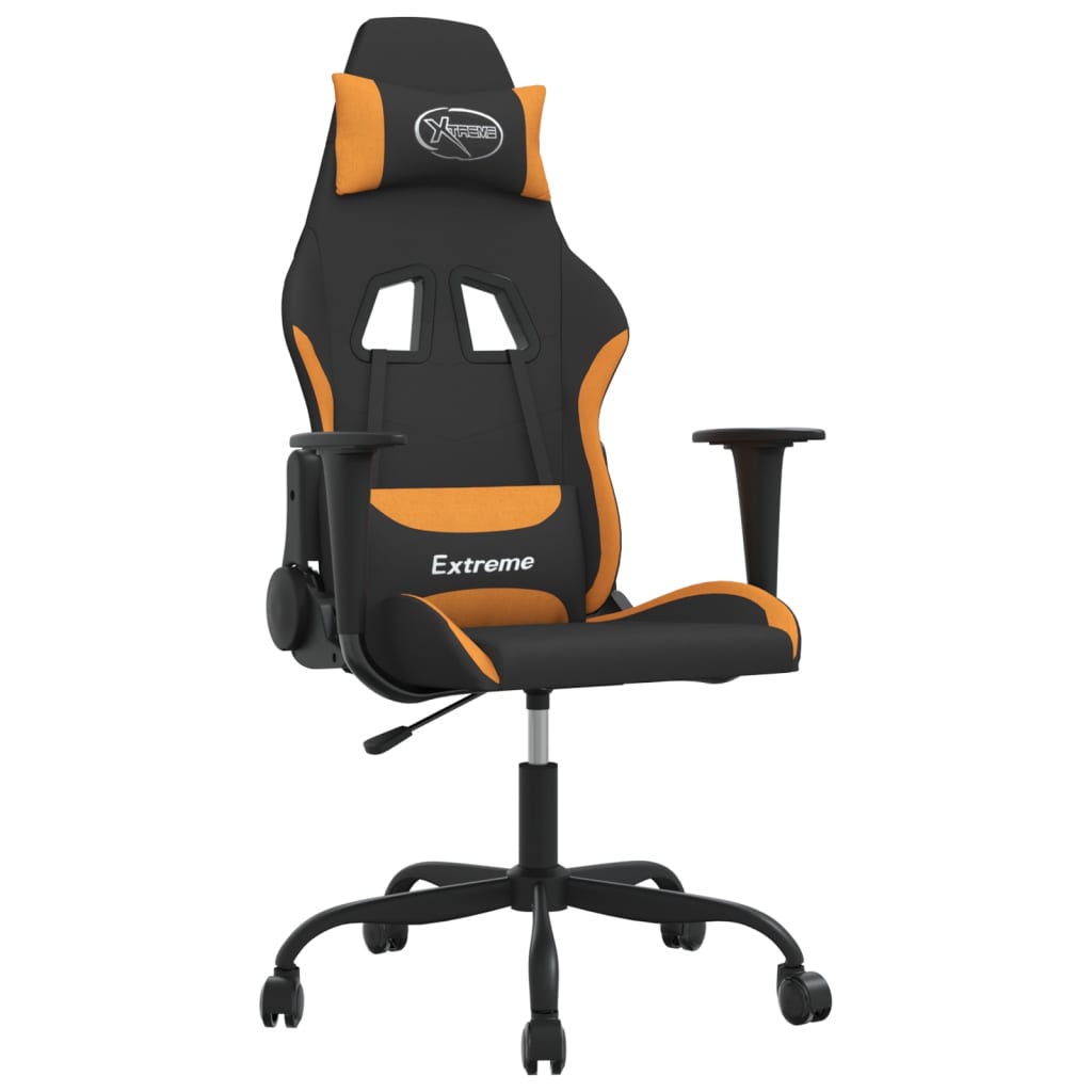 Gaming-Stuhl mit Massagefunktion Schwarz und Creme Stoff