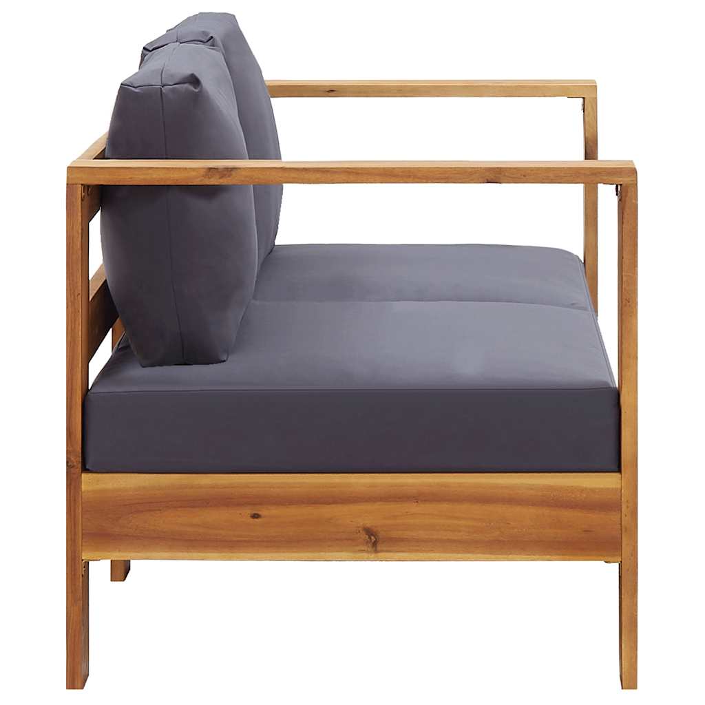 2-tlg. Garten-Lounge-Set mit Cremeweißen Kissen Akazienholz
