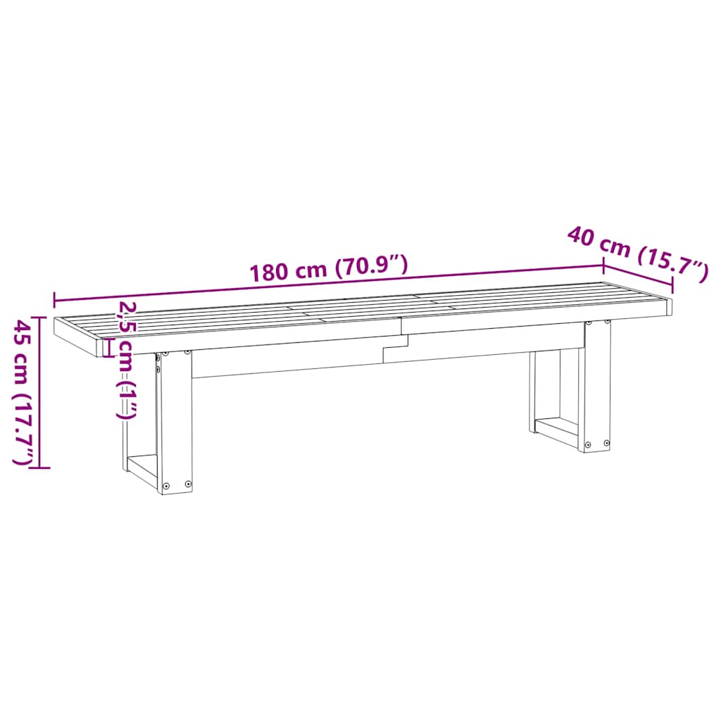 Esstischbank NOAIN 180 x 41 x 45 cm Massives Kiefernholz