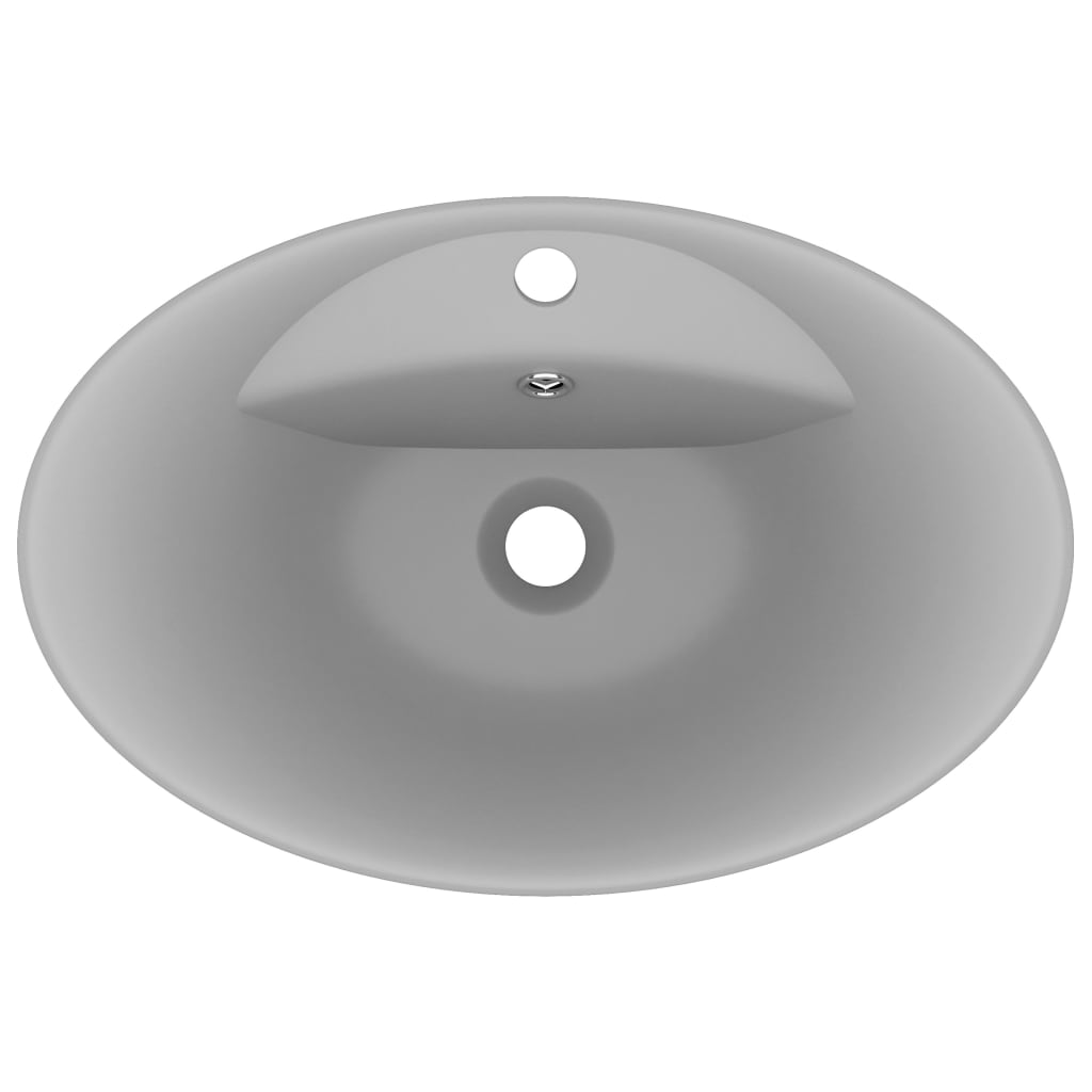 Luxus-Waschbecken Überlauf Oval Matt-Weiß 58,5x39 cm Keramik