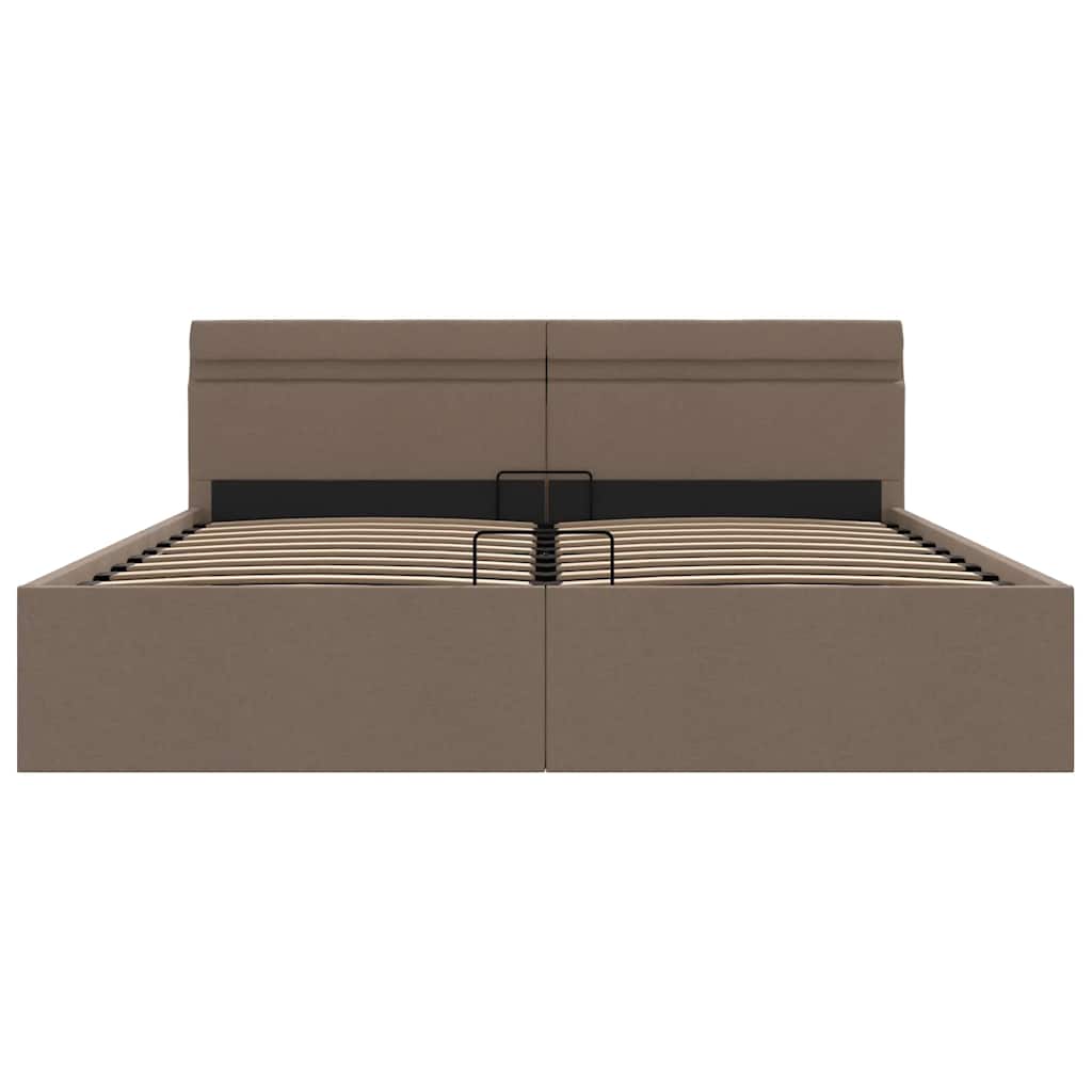 Bett mit Bettkasten Hydraulisch LED Dunkelgrau Stoff 90x200 cm