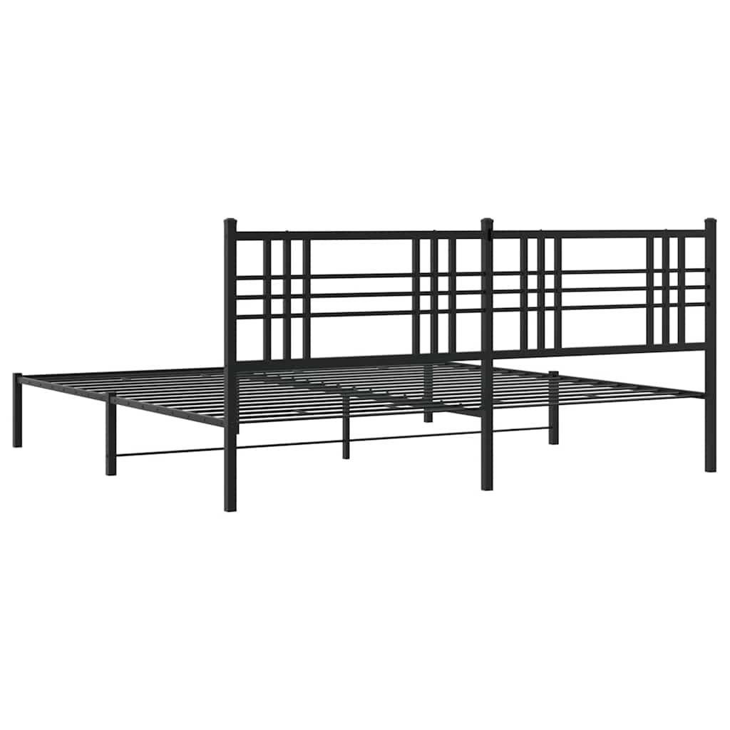 Bettgestell mit Kopf- und Fußteil Metall Schwarz 90x200 cm