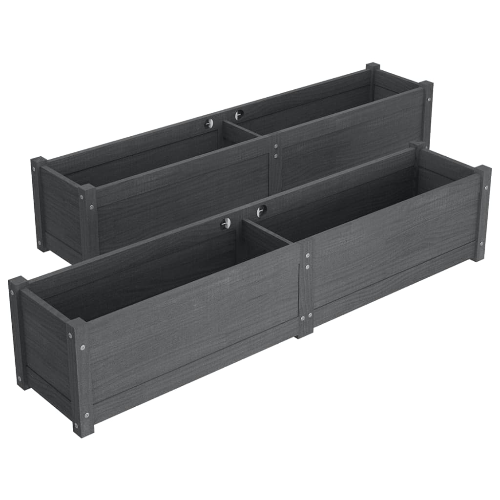 Garten-Hochbeete 2 Stk. Weiß 150x31x31 cm Massivholz Kiefer