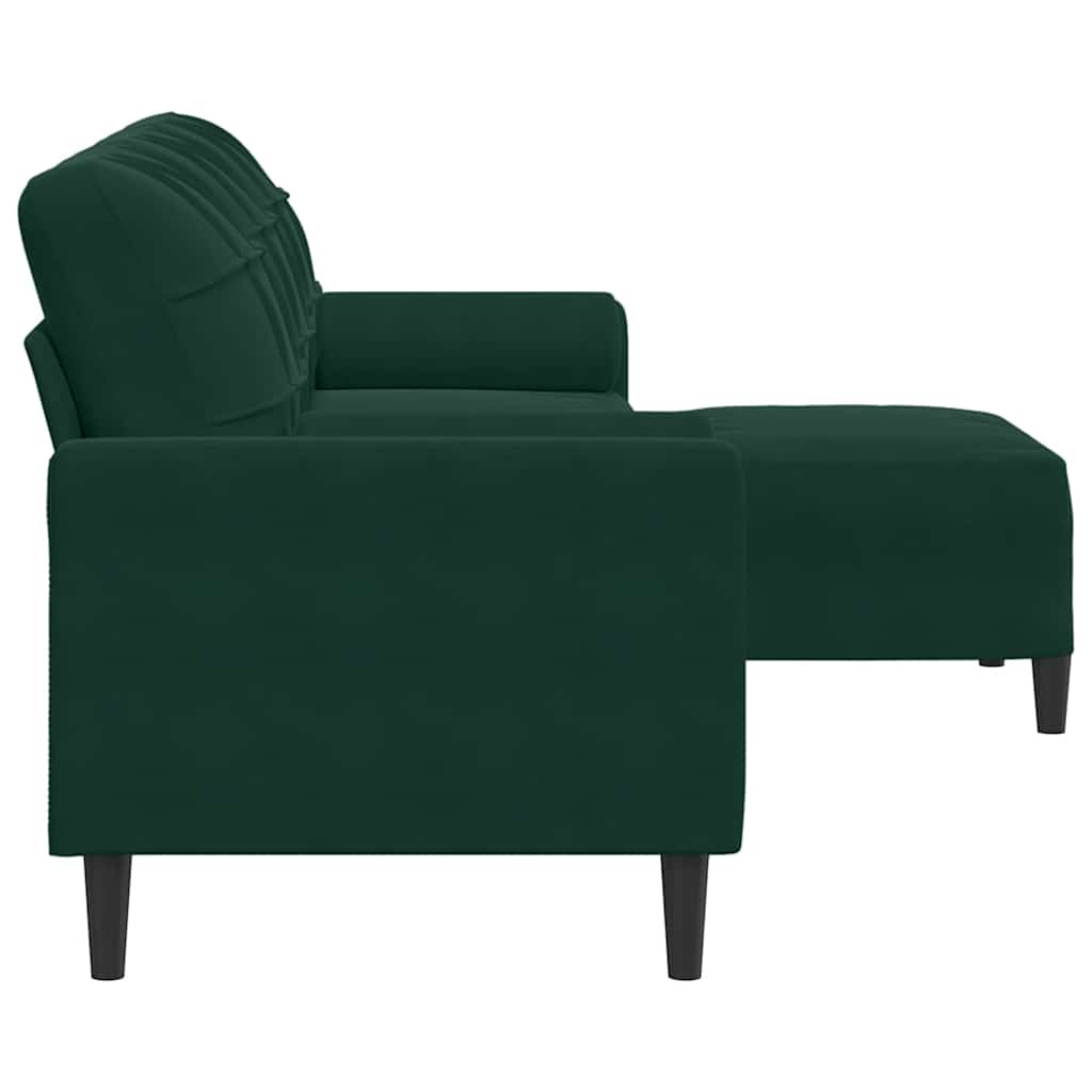 3-Sitzer-Sofa mit Hocker Hellgrau 180 cm Samt