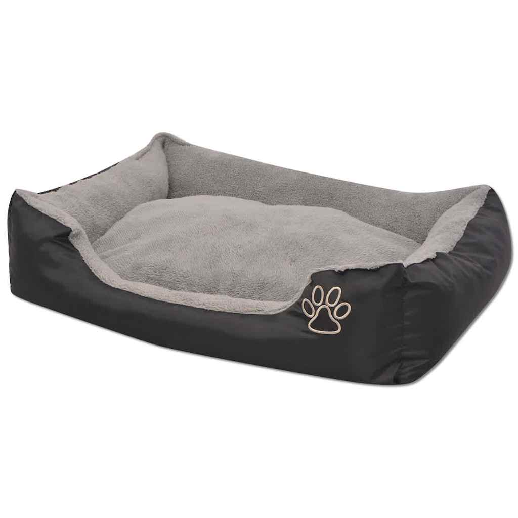 Hundebett mit gepolstertem Kissen Größe M Grau