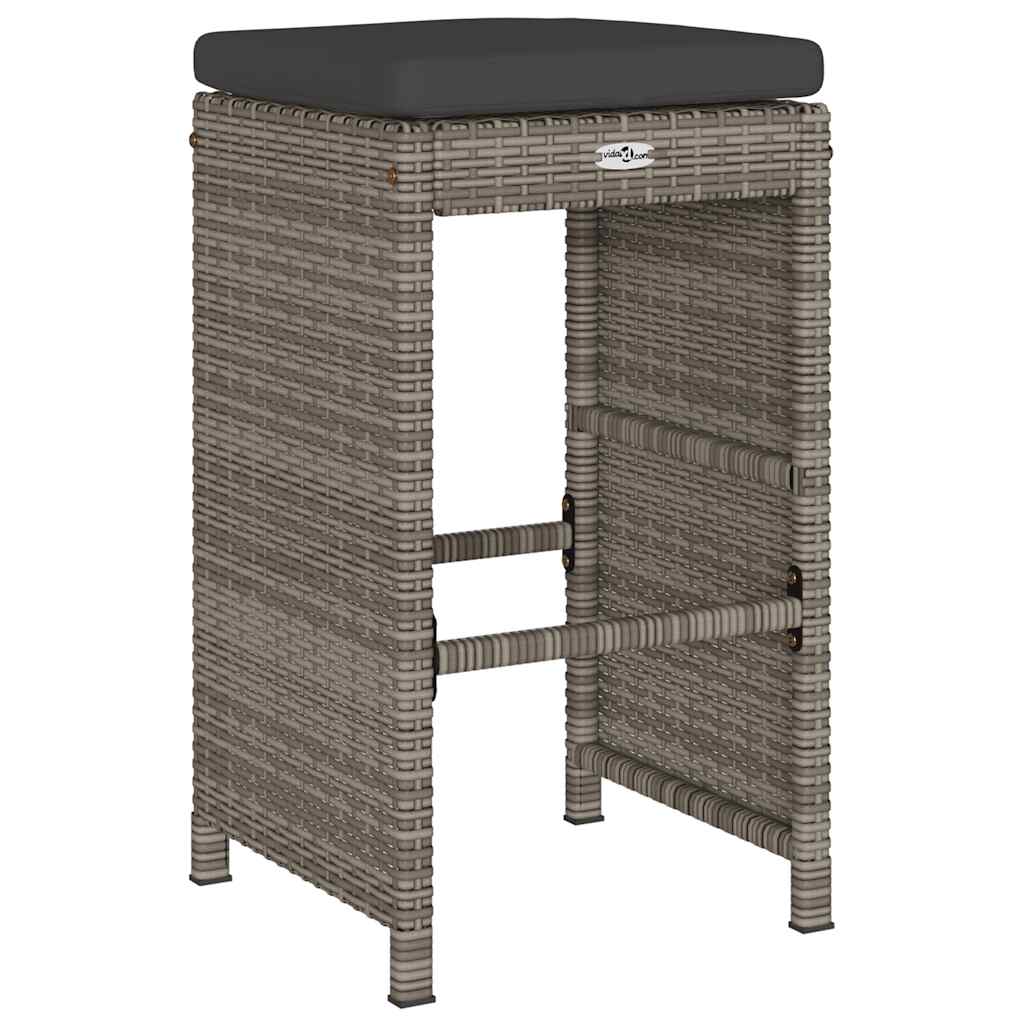 Garten-Barhocker mit Kissen 2 Stk. Braun Poly Rattan