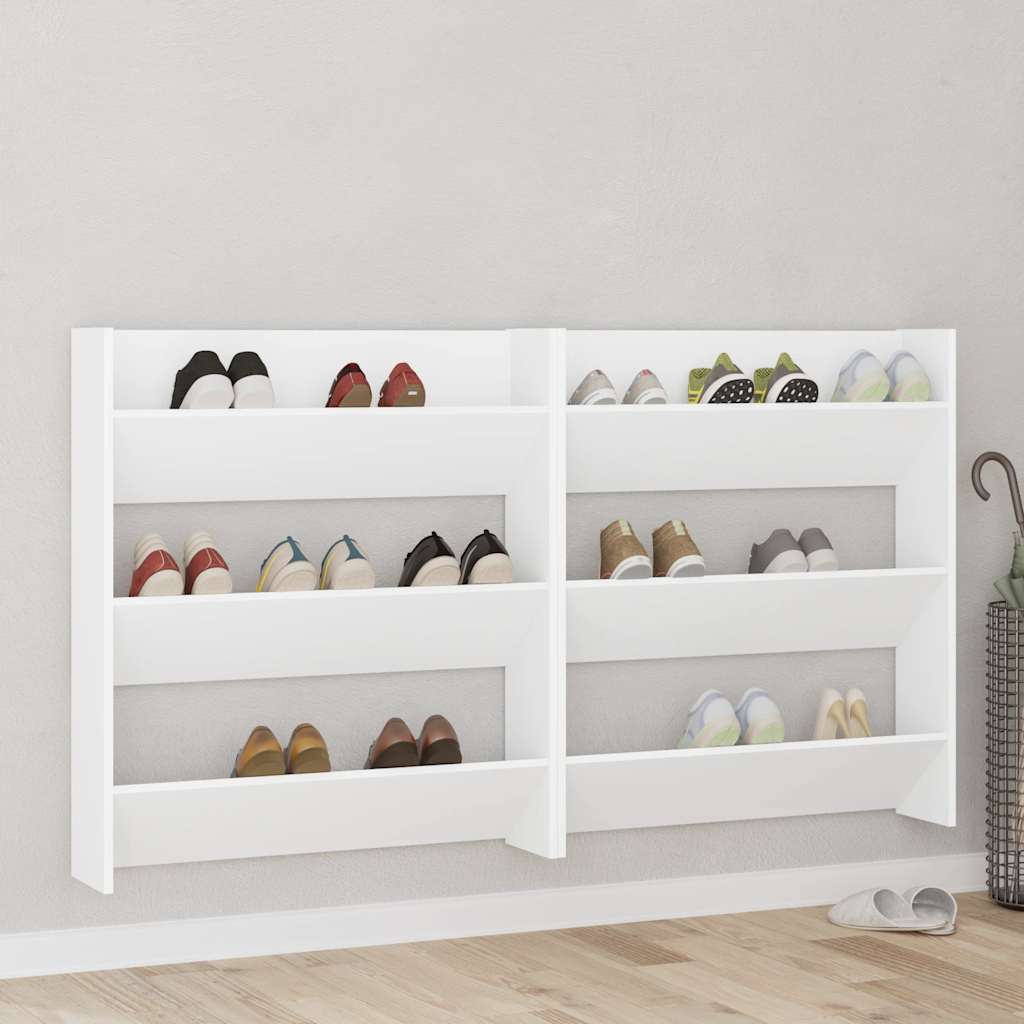 Wand-Schuhschränke 4 Stk. Weiß 60x18x60 cm Holzwerkstoff