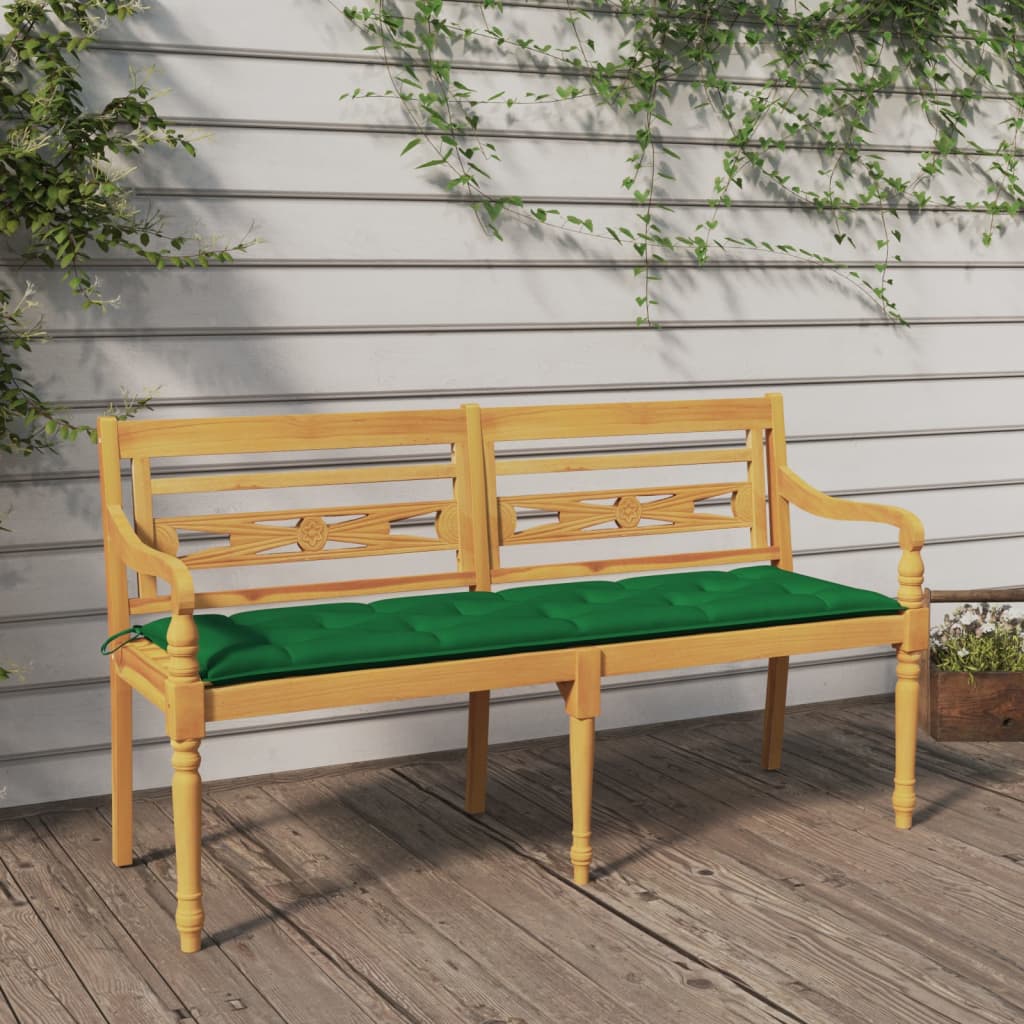 Batavia-Bank mit Anthrazit Kissen 150 cm Massivholz Teak