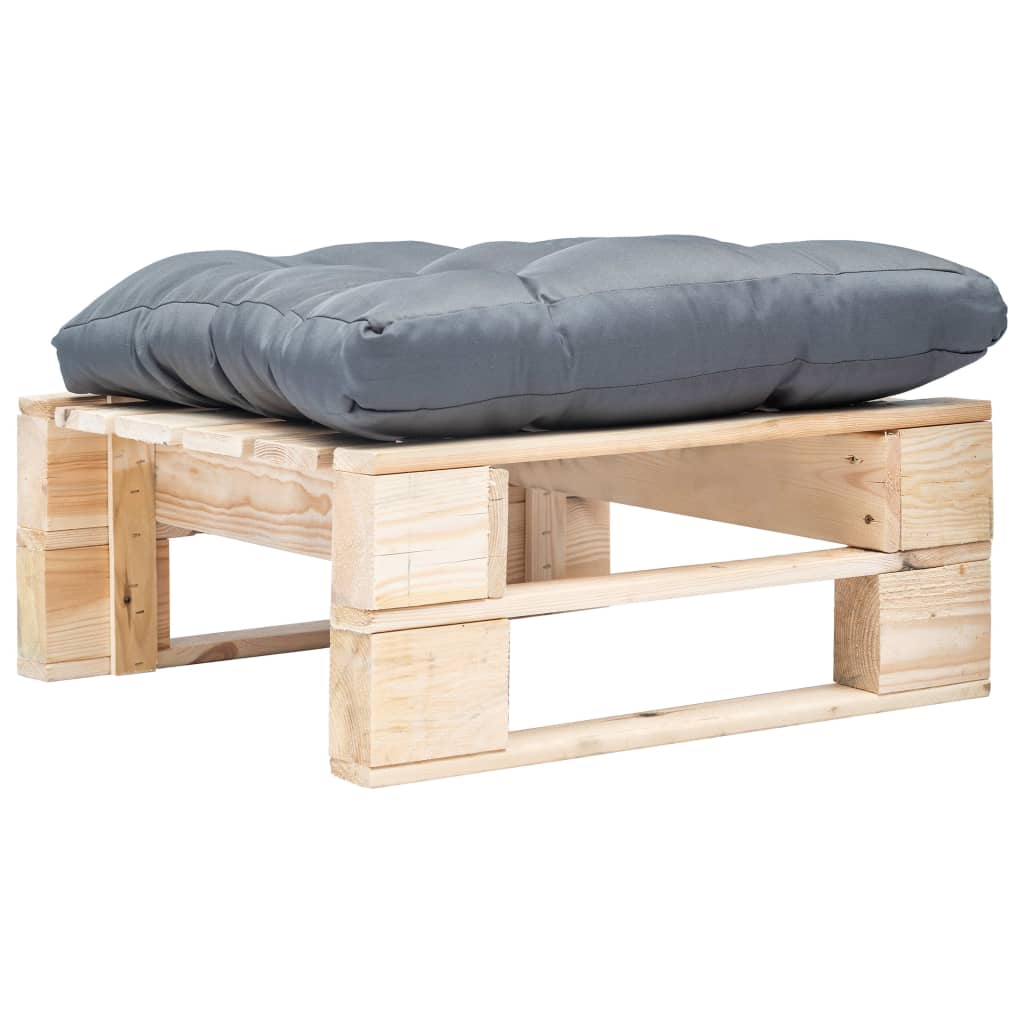 Garten-Palettenhocker mit Kissen Holz Natur