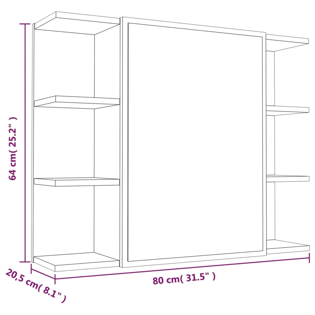 Bad-Spiegelschrank Weiß 80x20,5x64 cm Holzwerkstoff
