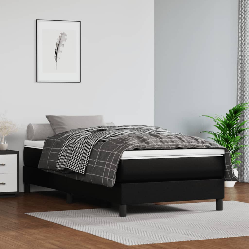Taschenfederkernmatratze Mittel Schwarz 80x200x20 cm Kunstleder