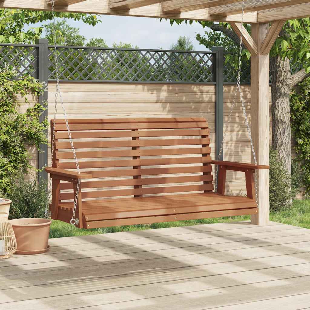 Garten-Hängestuhl mit Metallketten Braun Massivholz Tanne