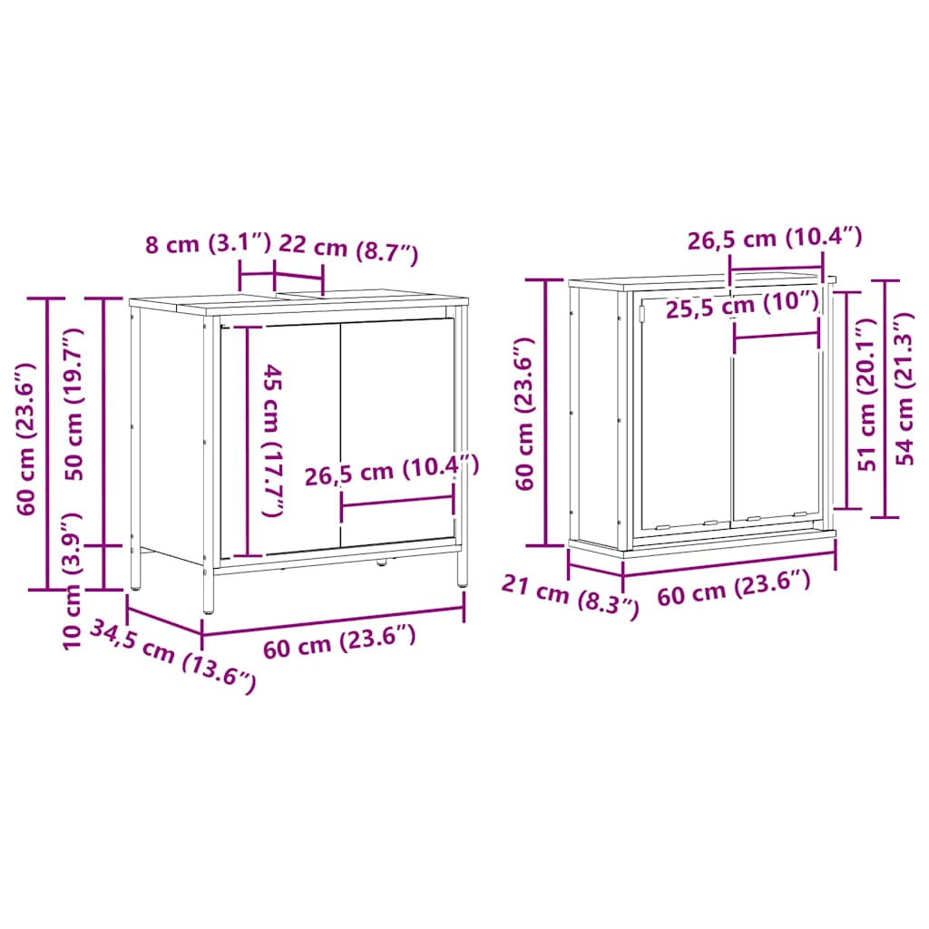 Badezimmermöbel-Set 5 pcs Schwarz Eichen-Optik Holzwerkstoff