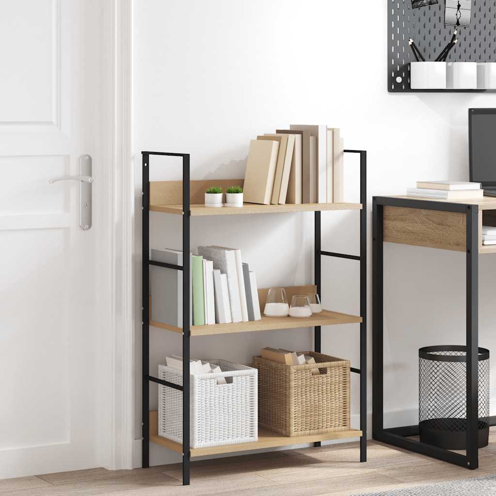 Bücherregal 3 Regalböden Schwarz 60×27,6×90,5 cm Holzwerkstoff