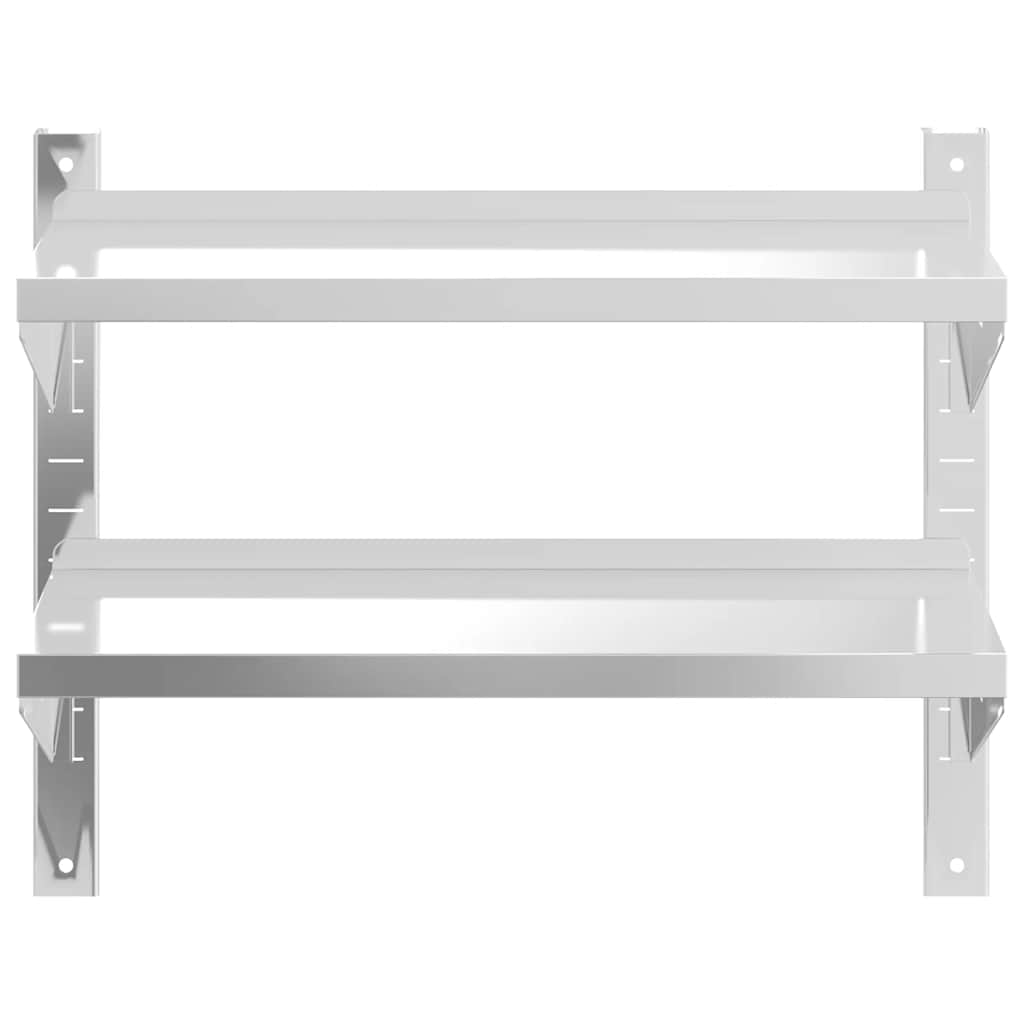 Wandregal mit 2 Böden 100x40x60 cm Silbern Edelstahl