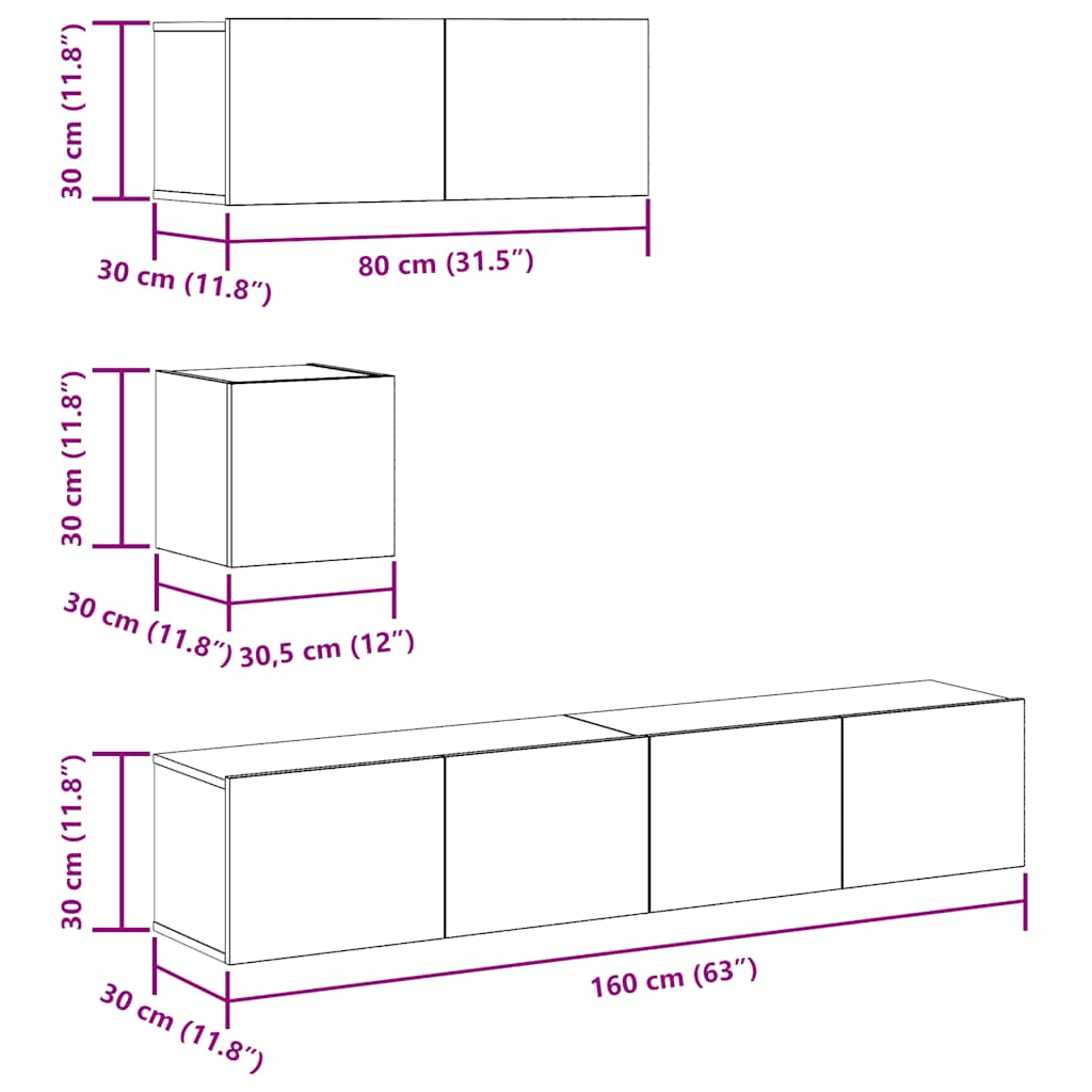 4-tlg. TV-Schrank-Set Weiß Holzwerkstoff
