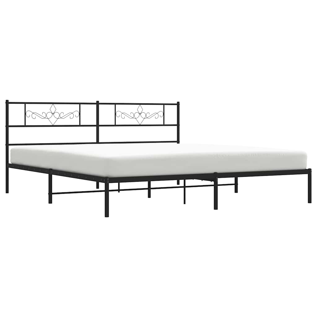 Bettgestell mit Kopfteil Metall Schwarz 100x190 cm