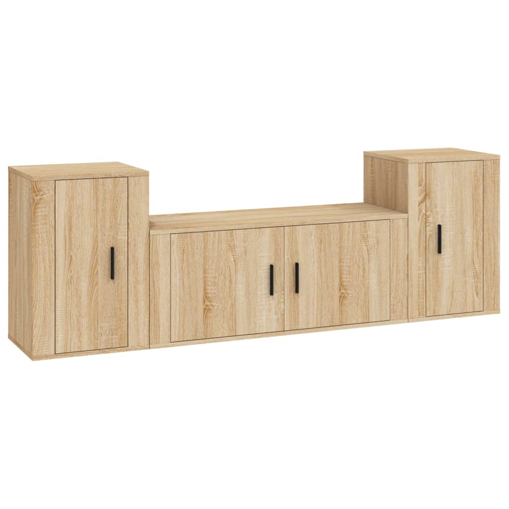 3-tlg. TV-Schrank-Set Weiß Holzwerkstoff