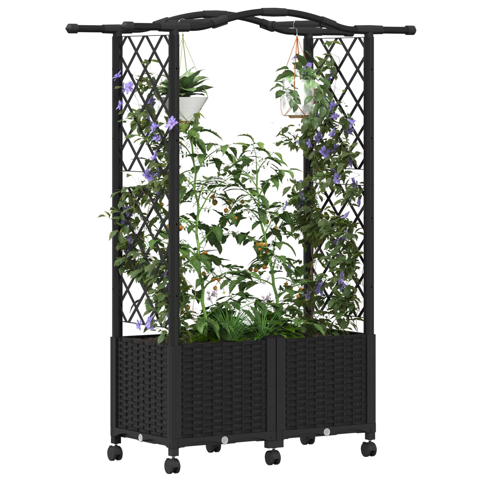 Hochbeet mit Rankgitter und Dach Braun 124 x 40 x 123 cm PP