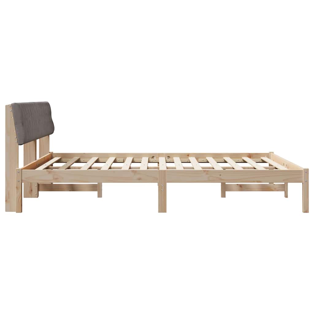 Bettgestell Braun und hellgrau 200 x 200 cm Massivholz Kiefer