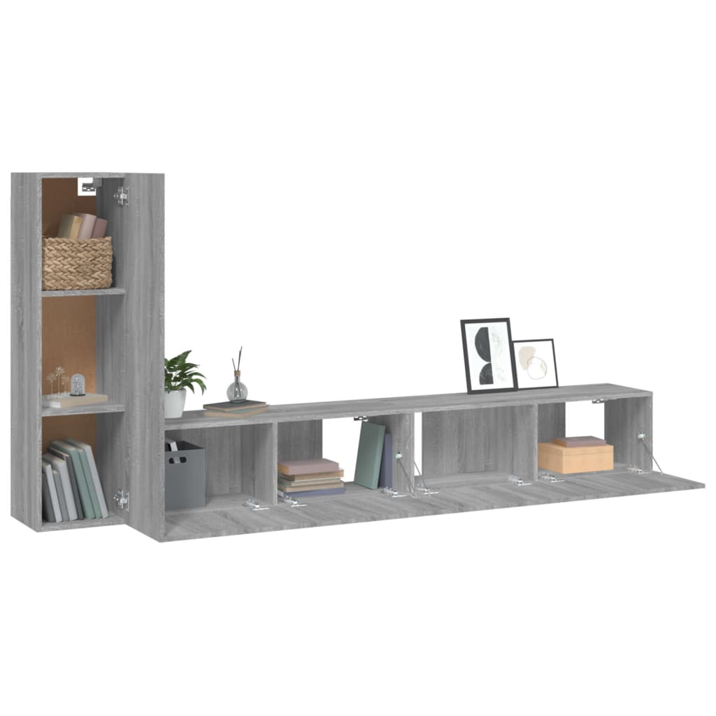 4-tlg. TV-Schrank-Set Weiß Holzwerkstoff