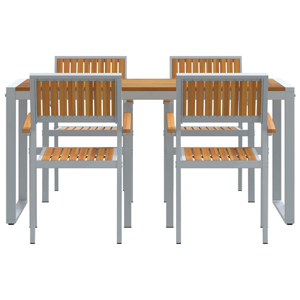 Garten Essgruppe 5 pcs Grau Massivholz Akazie