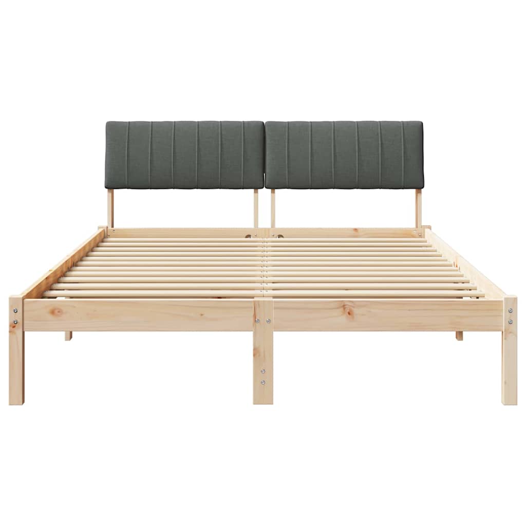 Bettgestell Braun und hellgrau 200 x 200 cm Massivholz Kiefer