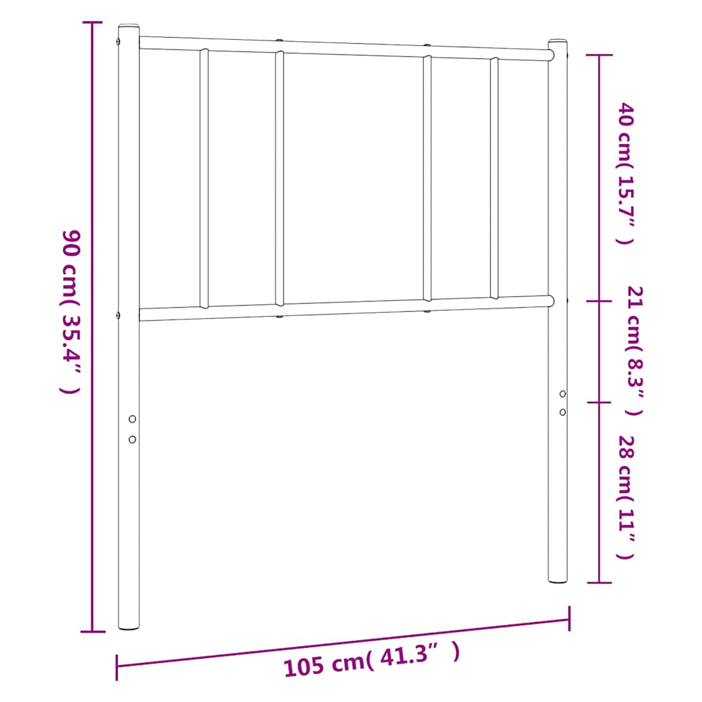 Ersatz-Kopfteil Metall Schwarz 80 cm