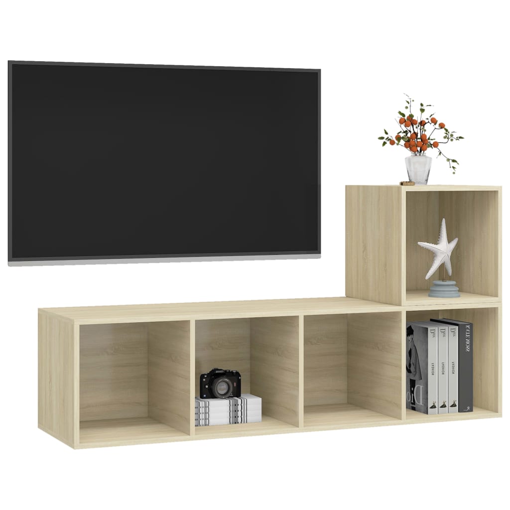2-tlg. TV-Schrank-Set Grau Holzwerkstoff