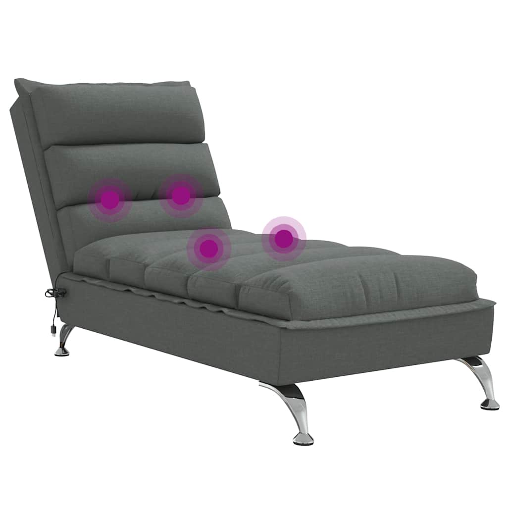 Chaiselongue mit Kissen Hellgrau Stoff