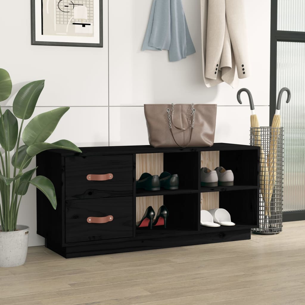 Schuhbank Weiß 100x34x45 cm Massivholz Kiefer