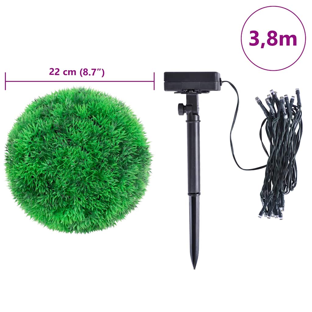 Künstliche Buchsbaumkugeln mit LED-Leuchten 4 Stk. Grün 12 cm