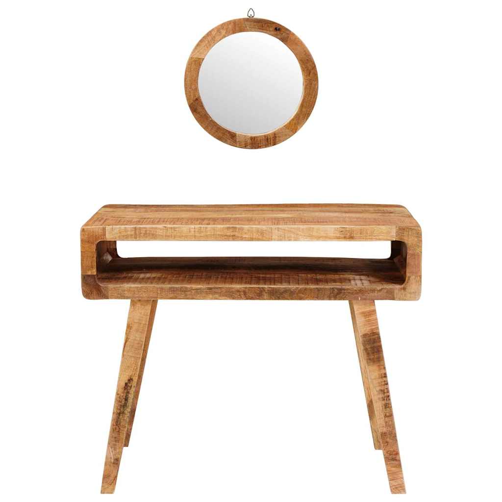 Schminktisch mit Spiegel Braun 90 x 76 x 45 cm Massivholz Mango