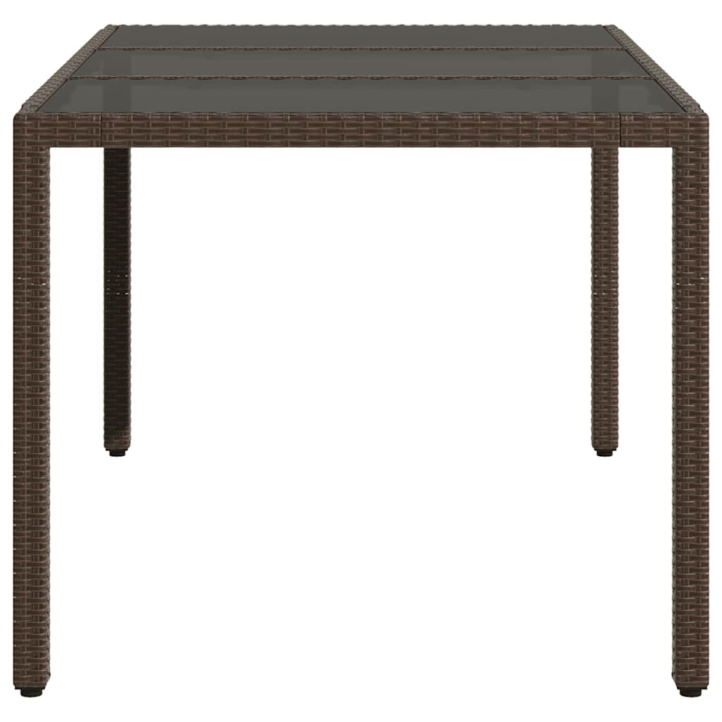 Gartentisch 150x90x75 cm Hartglas und Poly Rattan Schwarz