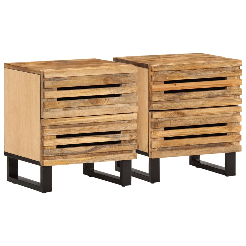 Nachttisch 40x34x46 cm Raues Mangoholz