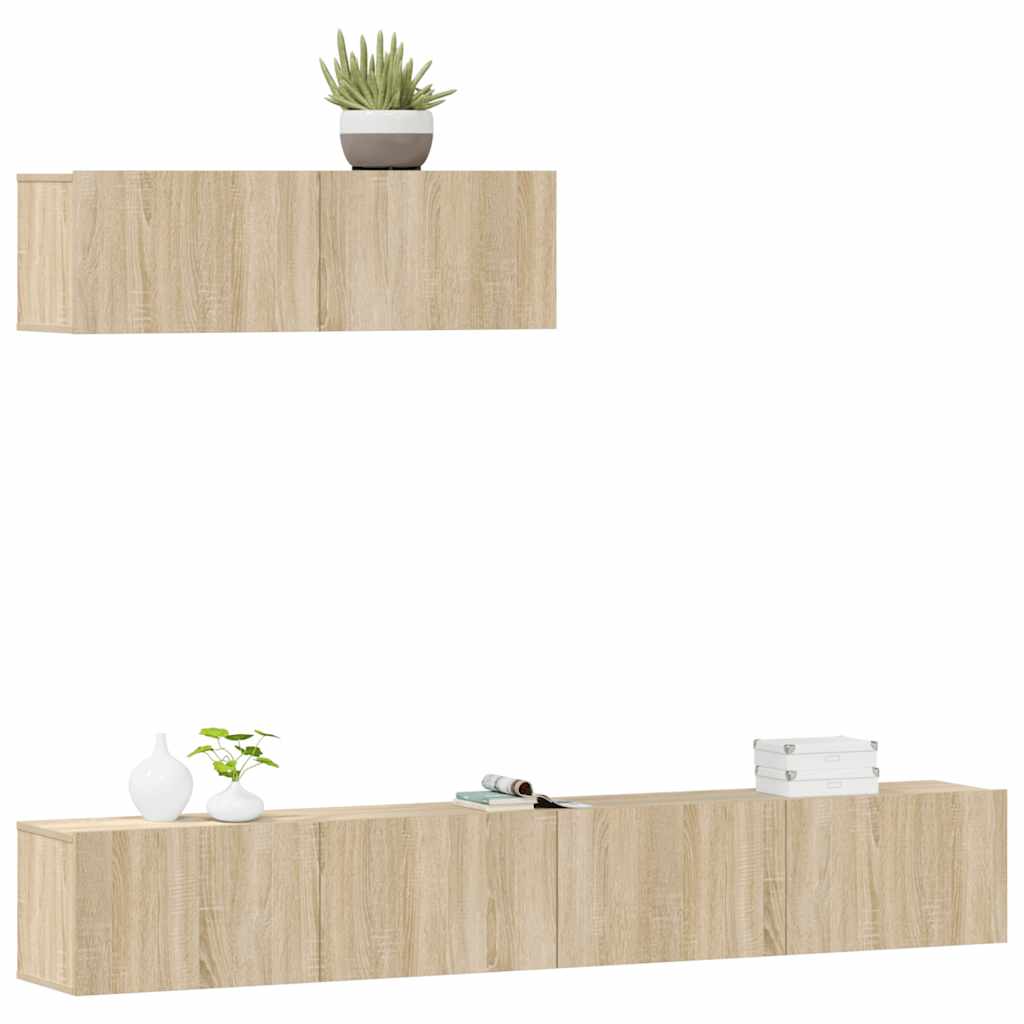 3-tlg. TV-Schrank-Set Weiß Holzwerkstoff