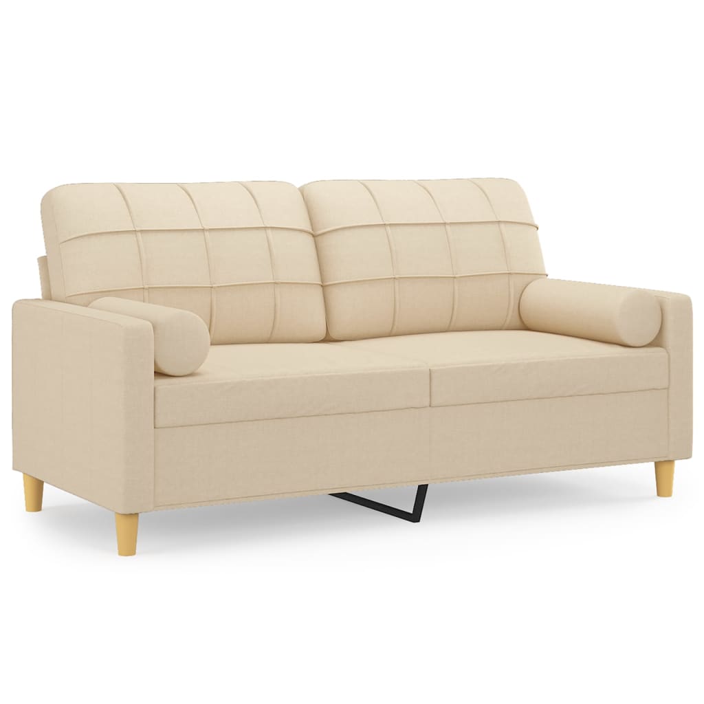 2-Sitzer-Sofa mit Zierkissen Braun 120 cm Stoff