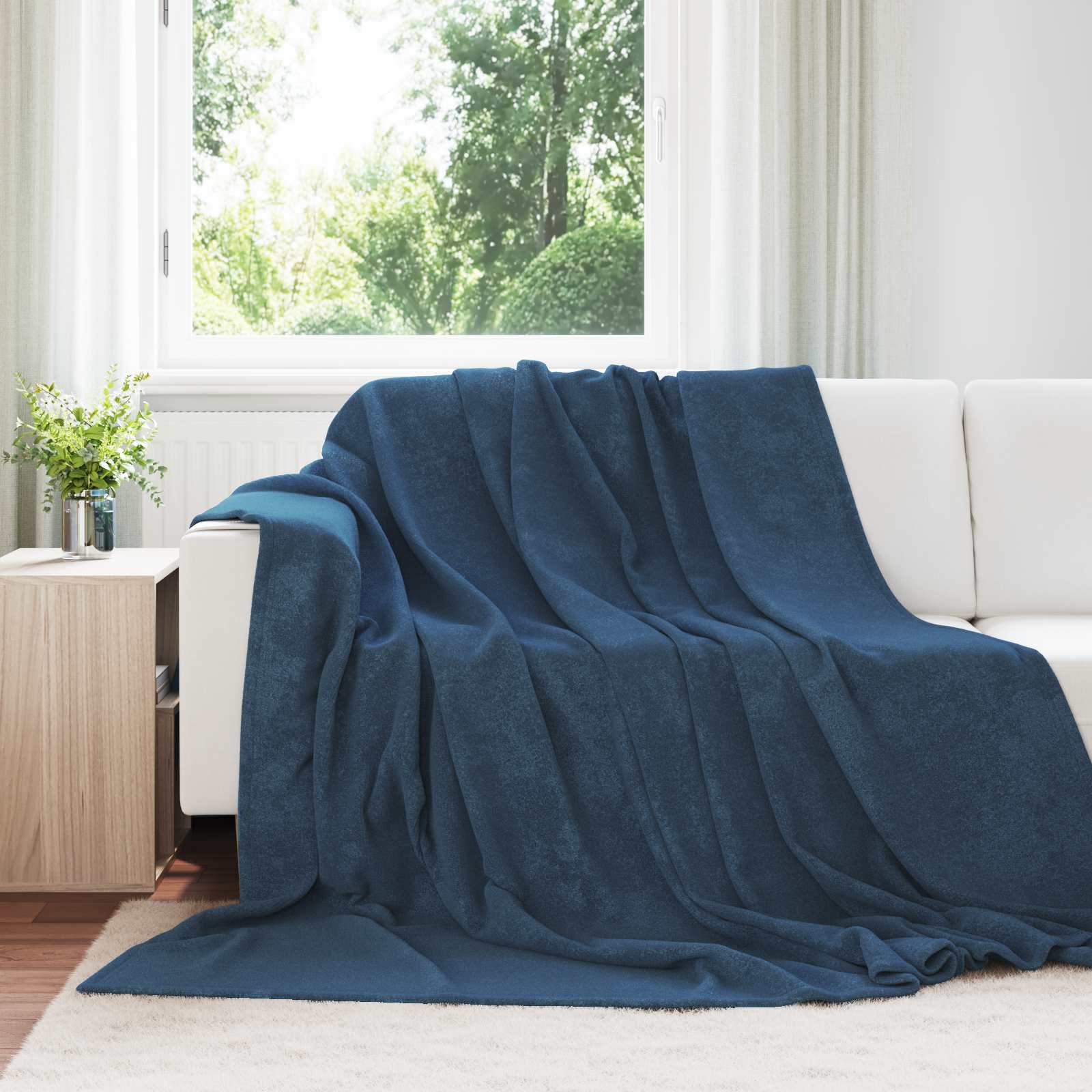 Überwurfdecke Beige 130 x 150 cm Fleece