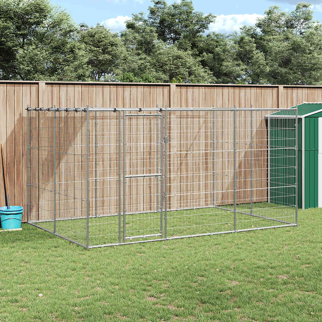 Outdoor-Hundezwinger mit Überdachung Stahl 7,26 m²