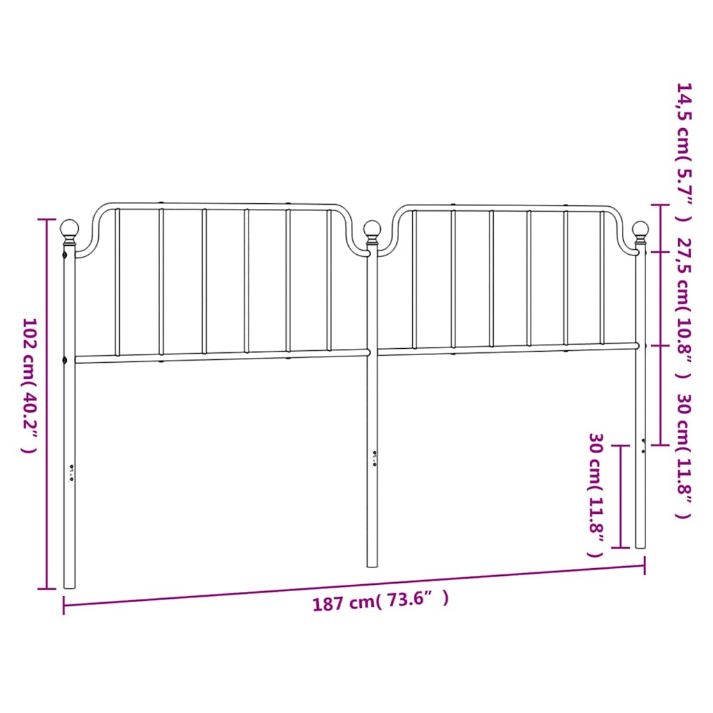 Ersatz-Kopfteil Metall Schwarz 135 cm