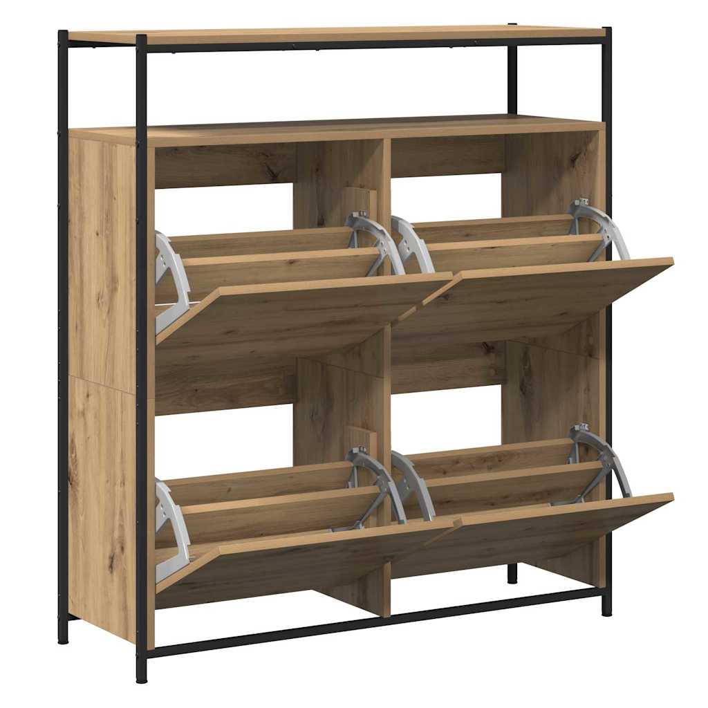 Schuhschrank mit 4 Klappen Sonoma-Eiche 100x34x112 cm