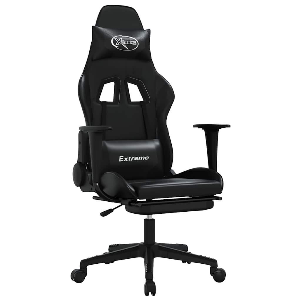 Gaming-Stuhl mit Massagefunktion Schwarz und Blau Kunstleder