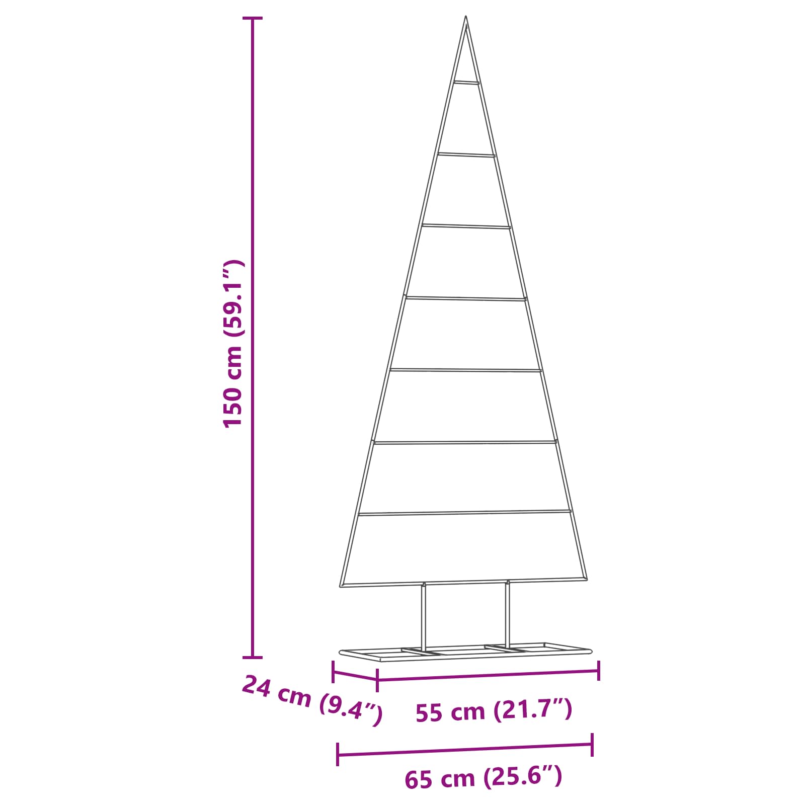 Metall Weihnachtsbaum Gold 60 cm Pulverbeschichteter Stahl