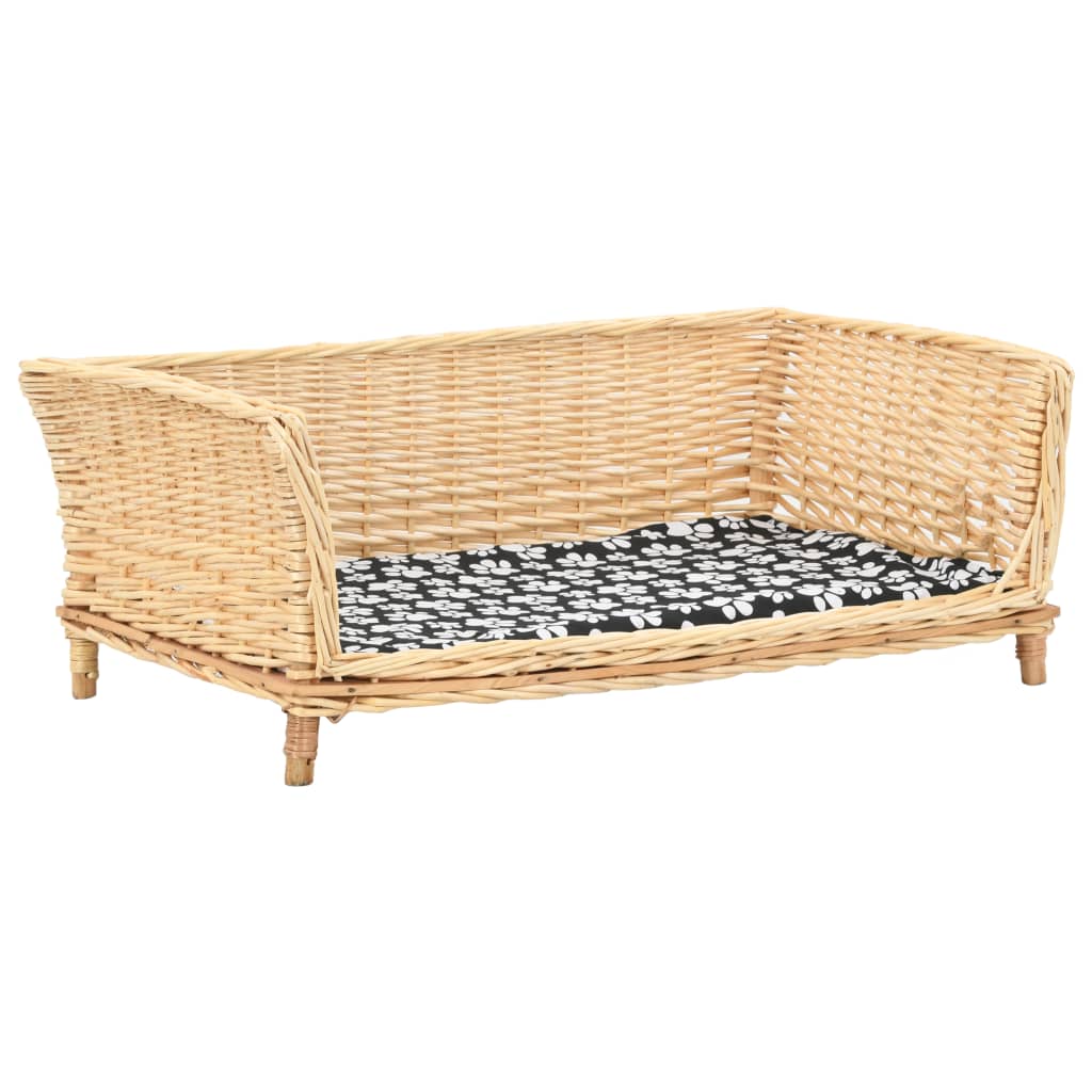 Hundekorb mit Kissen 50x33x30 cm Natur Weide