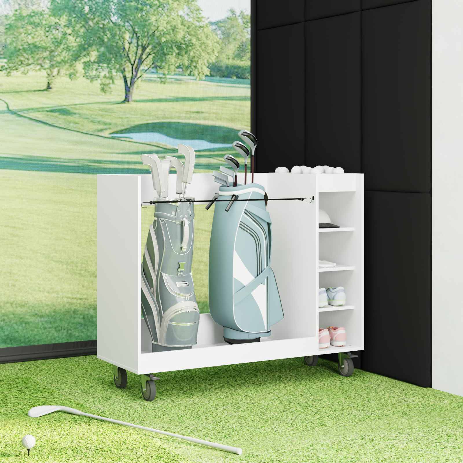 Golf Schrank Mit Rad Uni Weiß 65 x 45 x 98 cm