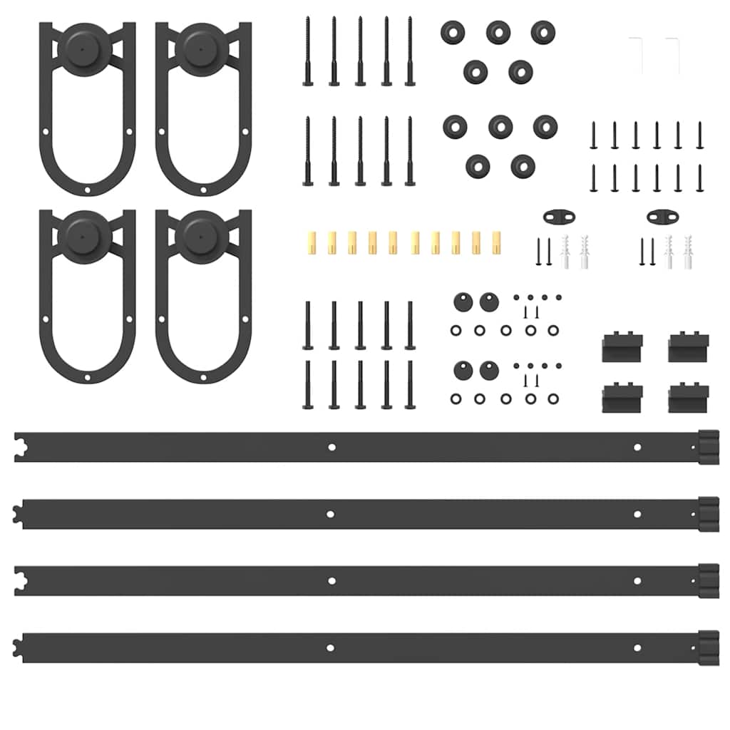 Schiebetürbeschlag-Set 366 cm Stahl Schwarz