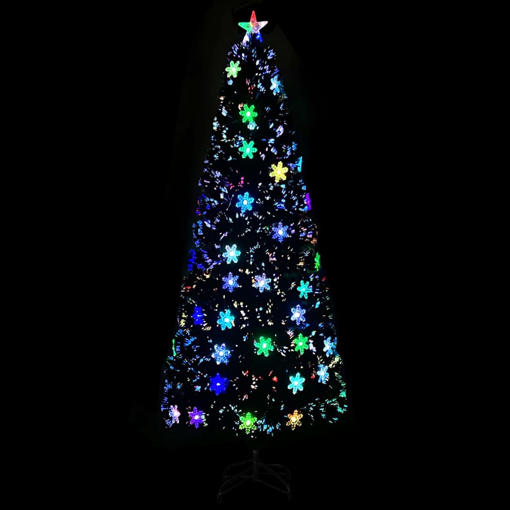 Weihnachtsbaum mit LED-Schneeflocken Schwarz 120 cm Fiberoptik