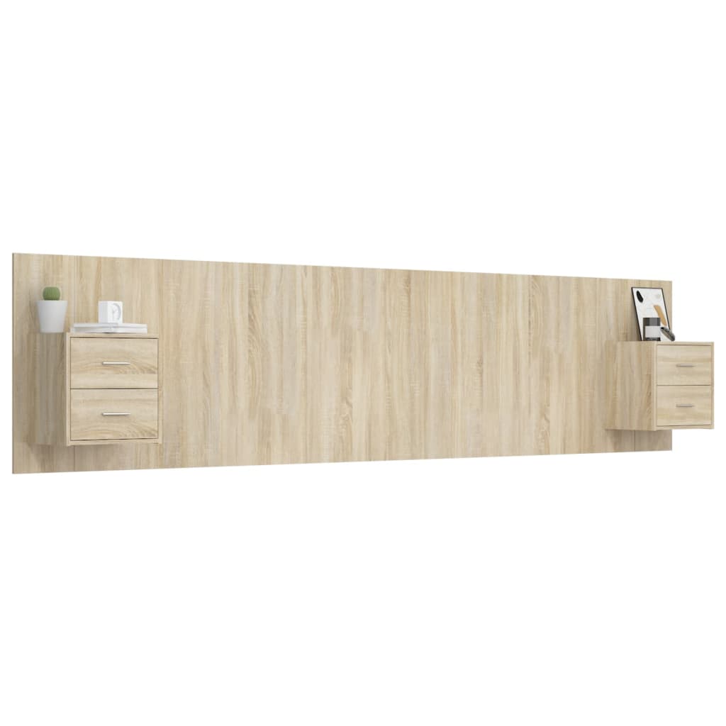 Kopfteil mit Nachttischen Weiß Holzwerkstoff