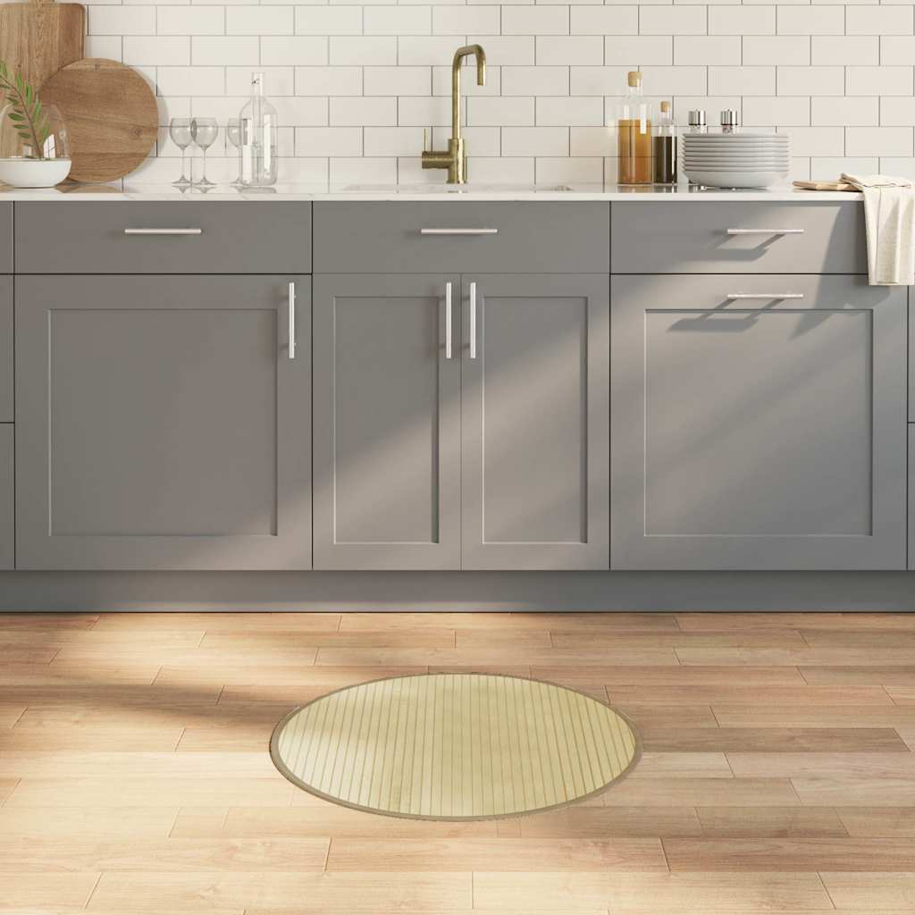 Teppich Rund Schwarz 60 cm Bambus