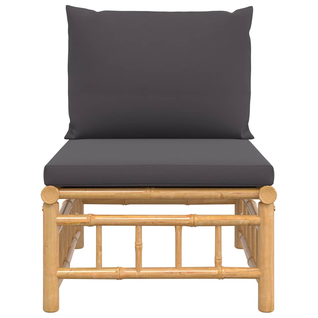 3-tlg. Garten-Lounge-Set mit Kissen Creme Bambus